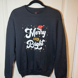 Festive Black 'Merry and Bright' Sweatshirt